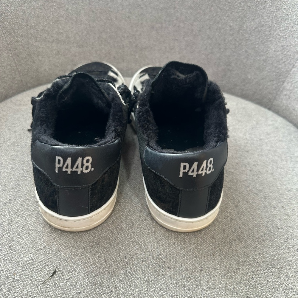 P448 Women’s Sneakers John Leopard Print Faux Fur Lined Size 39 w/ Box - Picture 3 of 6